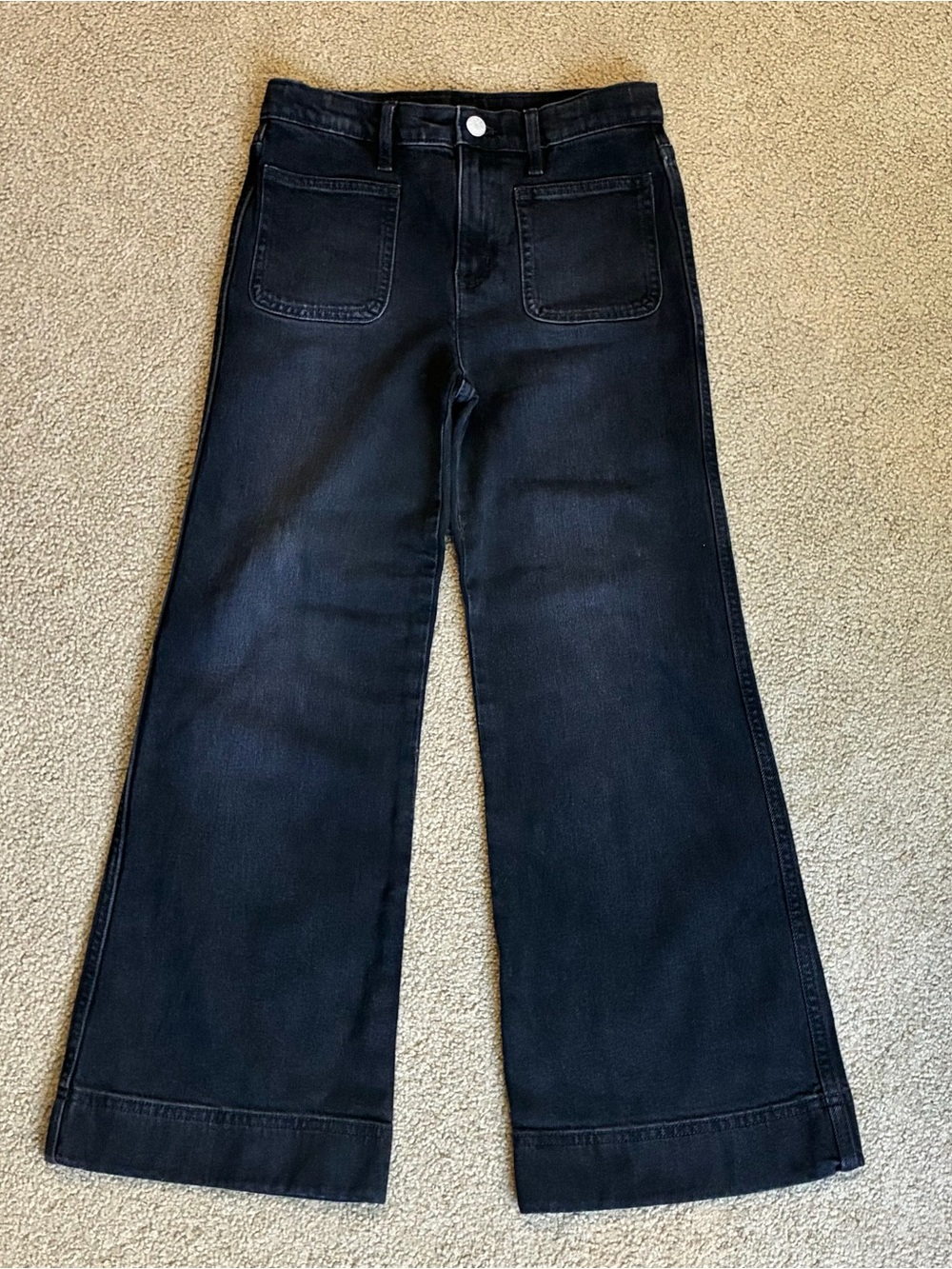 Girls Crewcuts Black Wide-Leg Jeans with Patch Pockets Youth Size 10 Pants